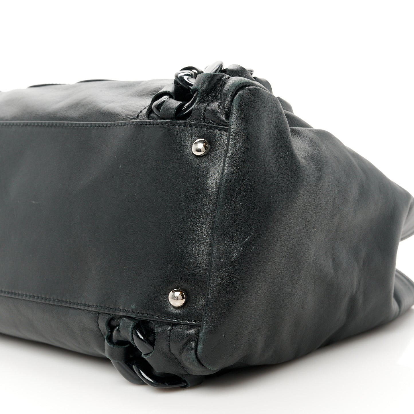 Calfskin Modern Chain Rhodoid East West Tote Black