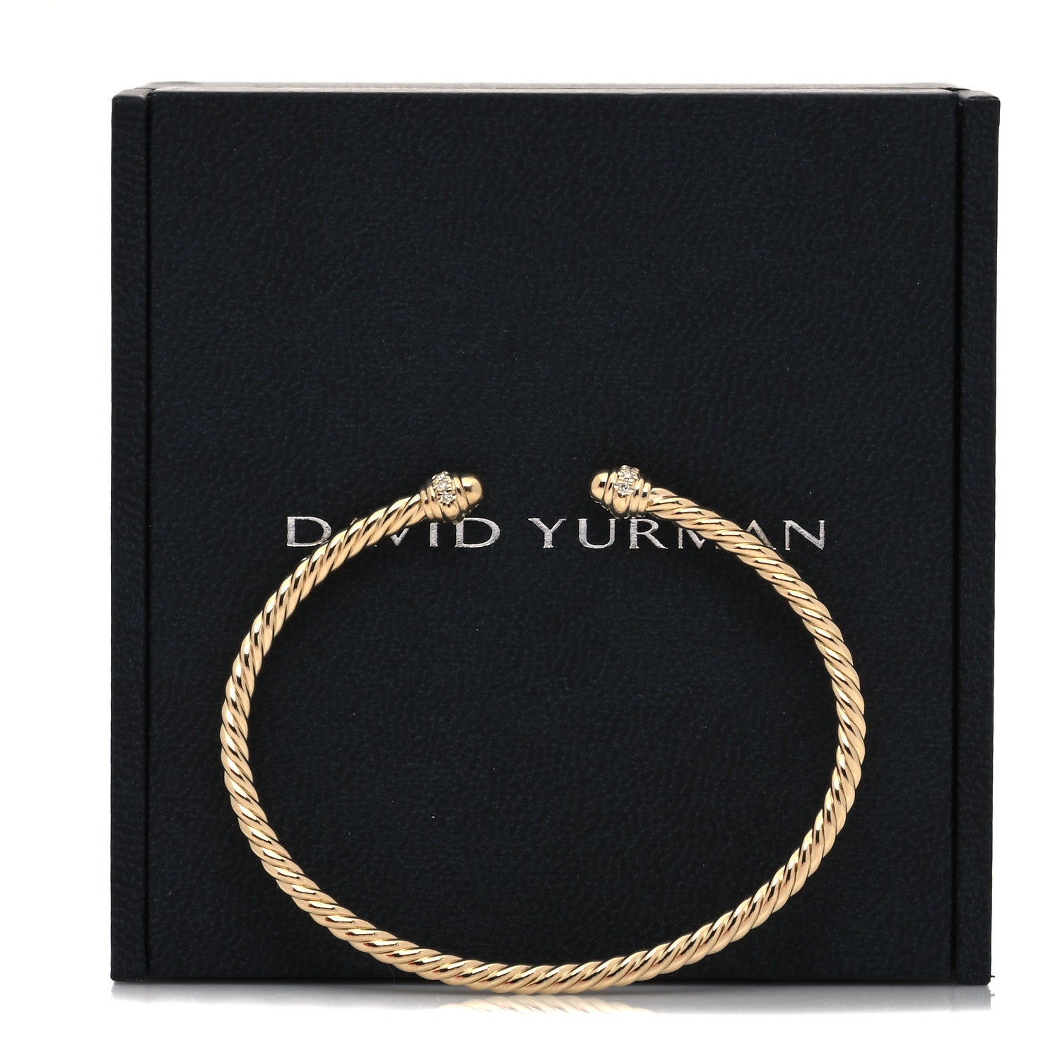 David Yurman 18K Yellow Gold Diamond 3mm Cablespira Bracelet 5 of 5