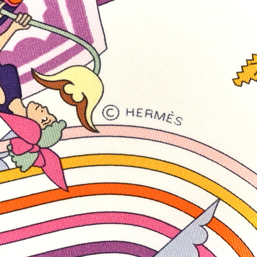 Hermes Silk Carres Volants Scarf 70 White Violet Orange 4 of 4