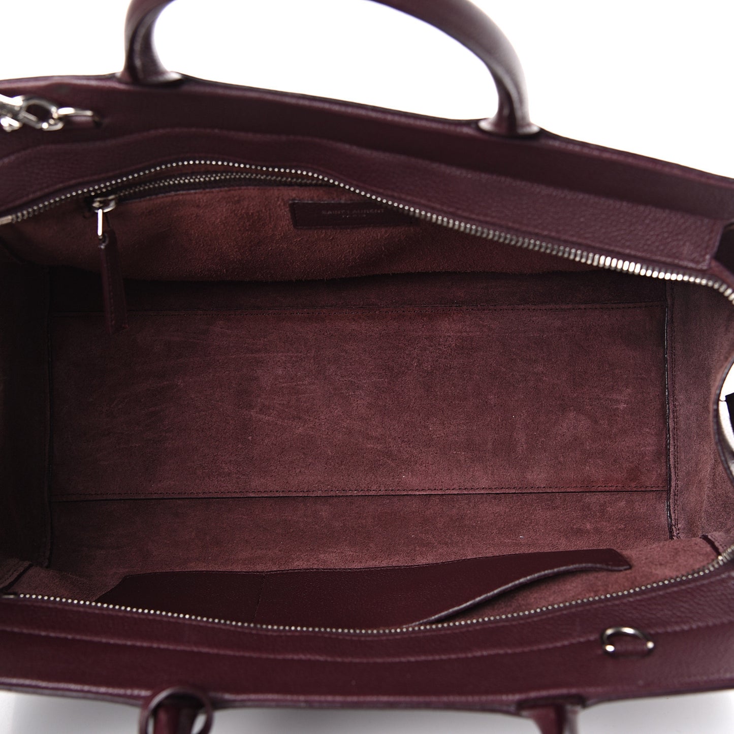 Grained Calfskin Small Cabas Rive Gauche Amaranto