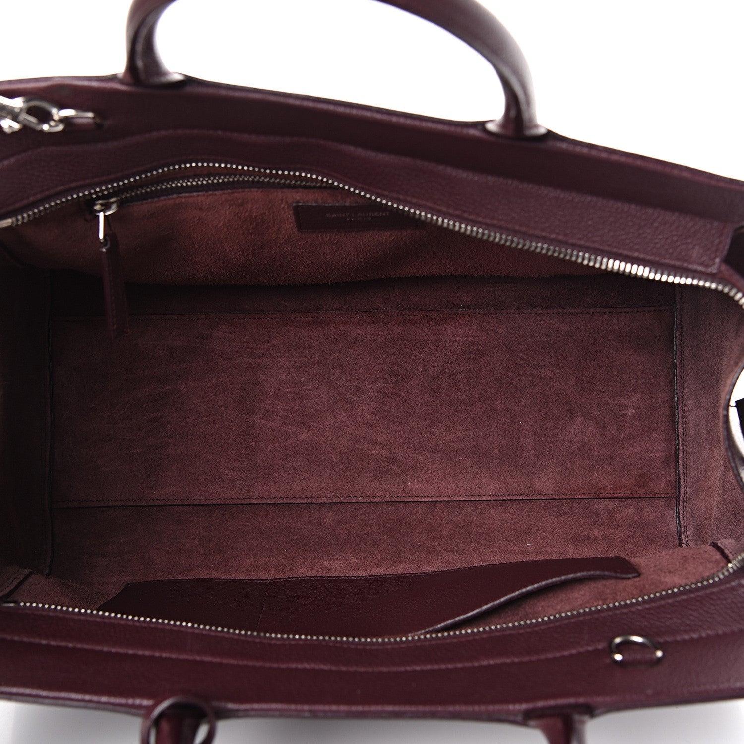 Saint Laurent Grained Calfskin Small Cabas Rive Gauche Amaranto 4 of 18