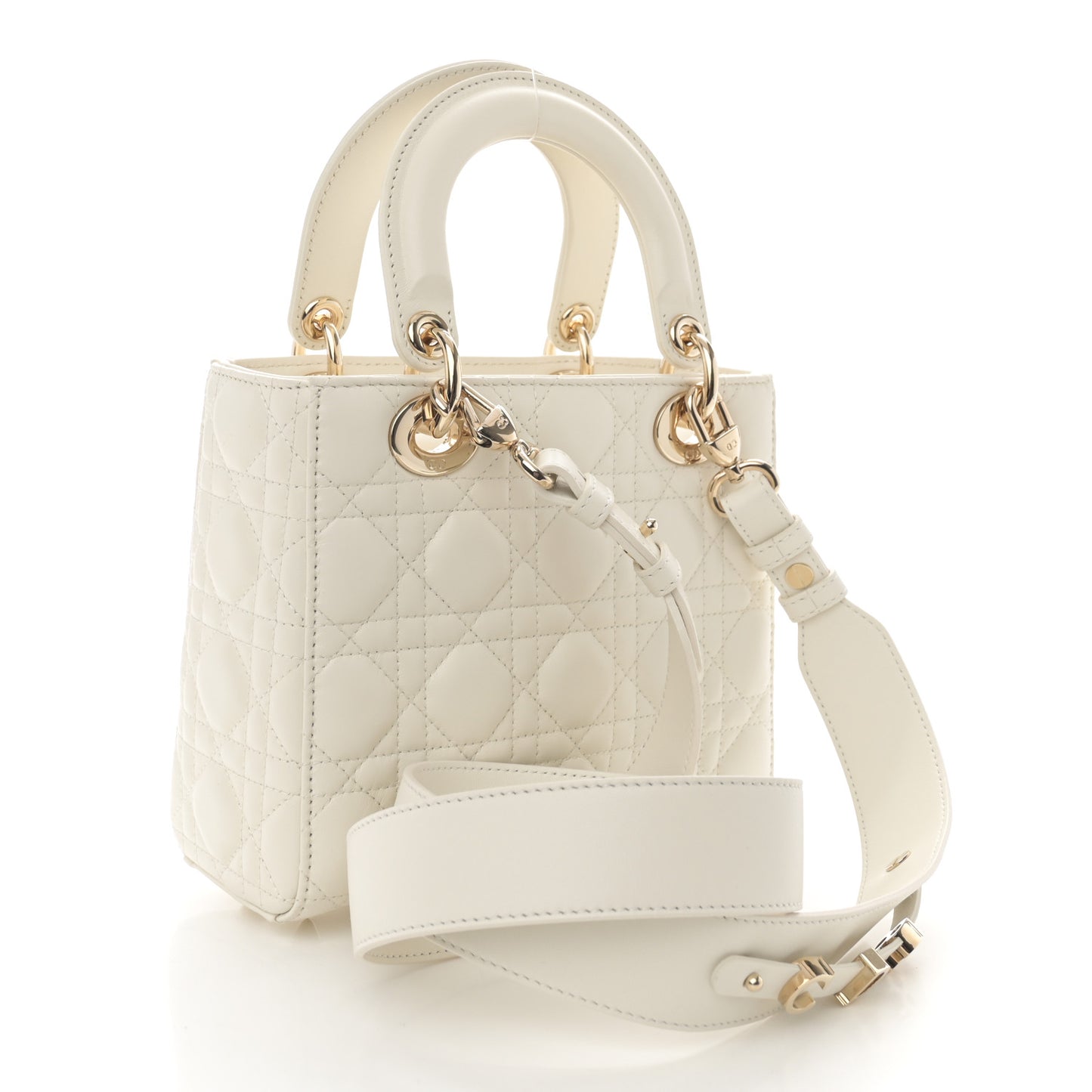 Lambskin Cannage Small My ABCDior Lady Dior White