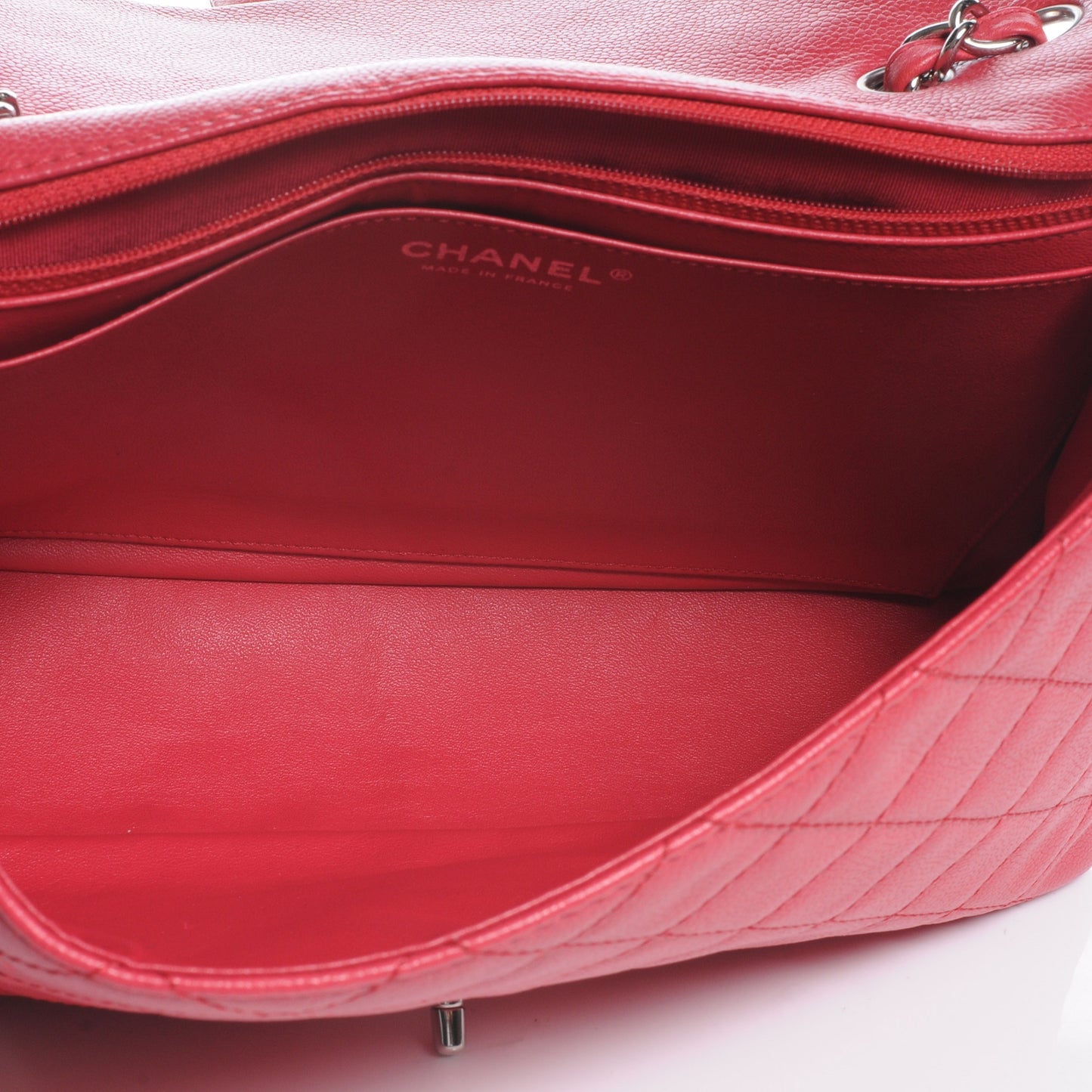 Washed Caviar Jumbo Single Flap Fuchsia