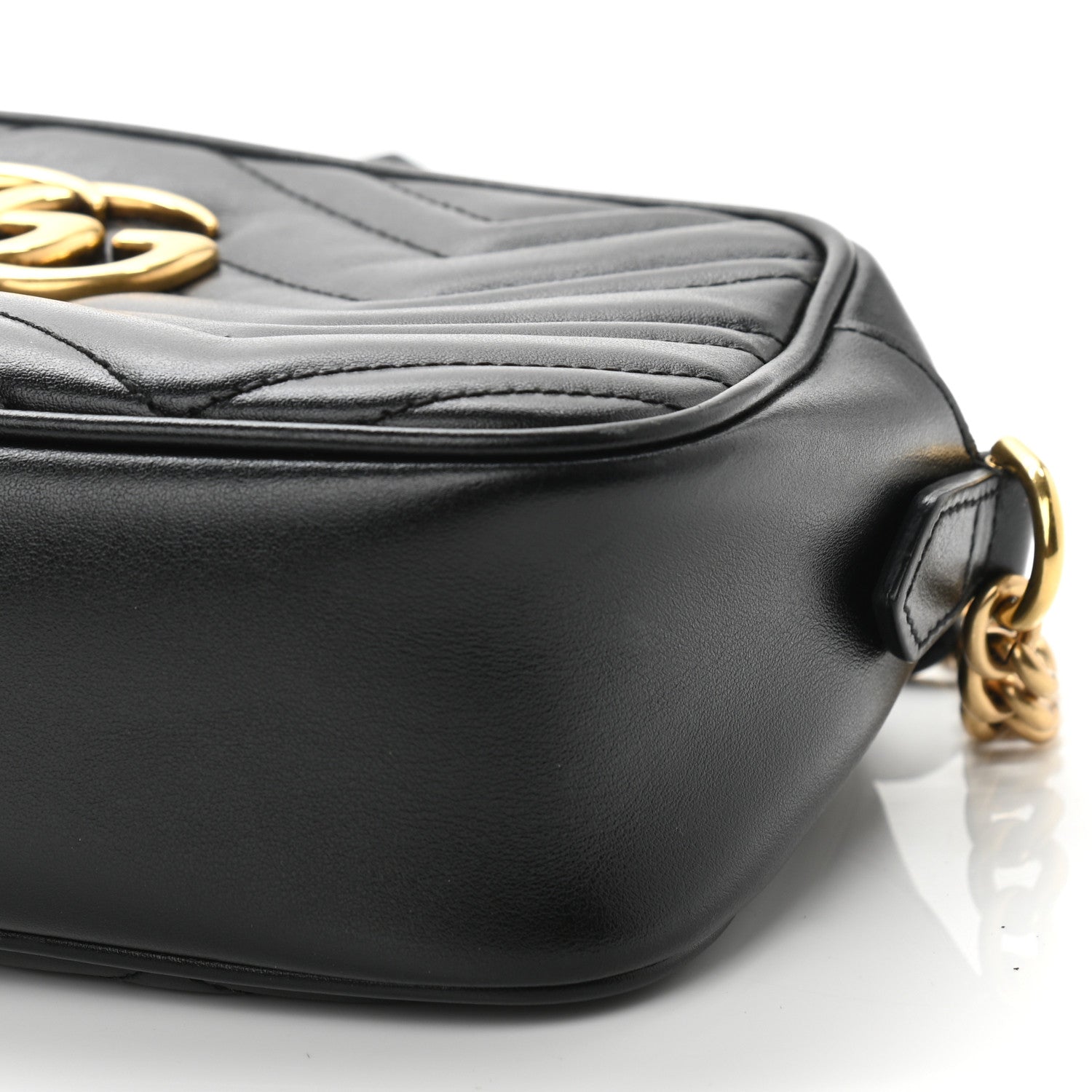 Gucci Calfskin Matelasse Small GG Marmont Chain Shoulder Bag Black 10 of 10