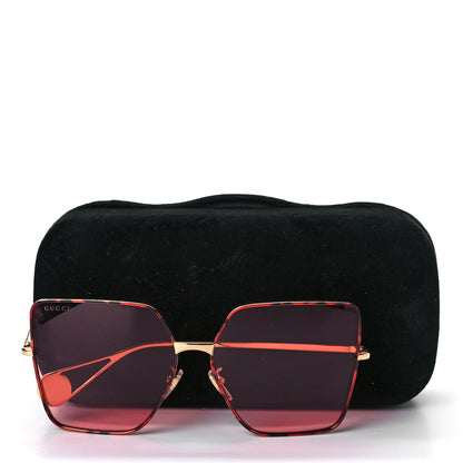 Gucci Metal Square Frame Sunglasses GG0436S Gold Pink 8 of 8