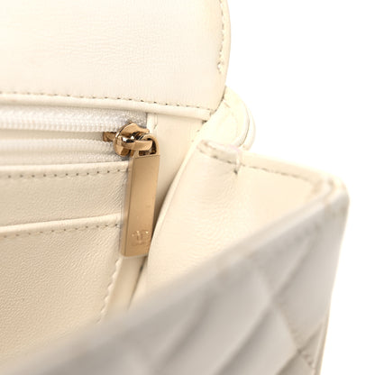 Chanel Lambskin Quilted Mini Crystal Top Handle Rectangular Flap White 12 of 17