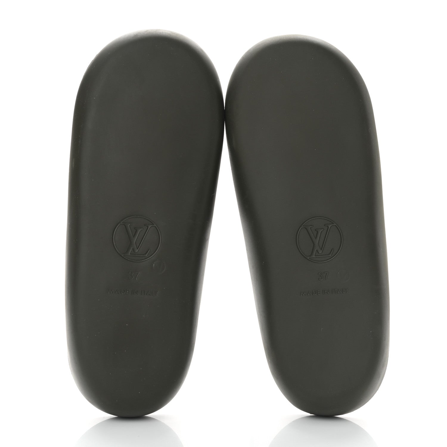 Louis Vuitton Matte Rubber Monogram Embossed Sunbath Slide Sandals 37 Khaki 5 of 7