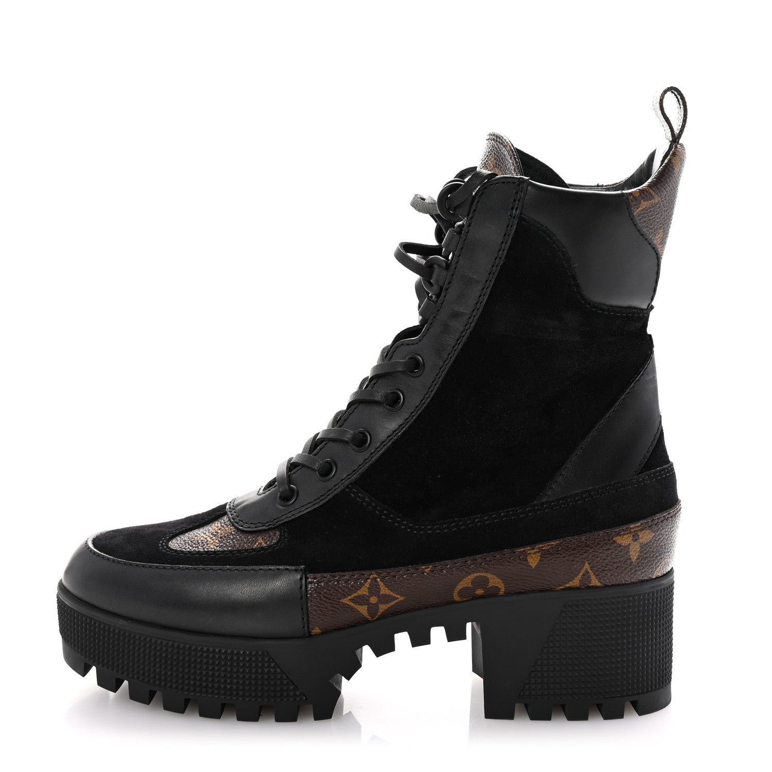 Louis Vuitton Suede Calfskin Monogram Laureate Platform Desert Boots 38 Black 1 of 11