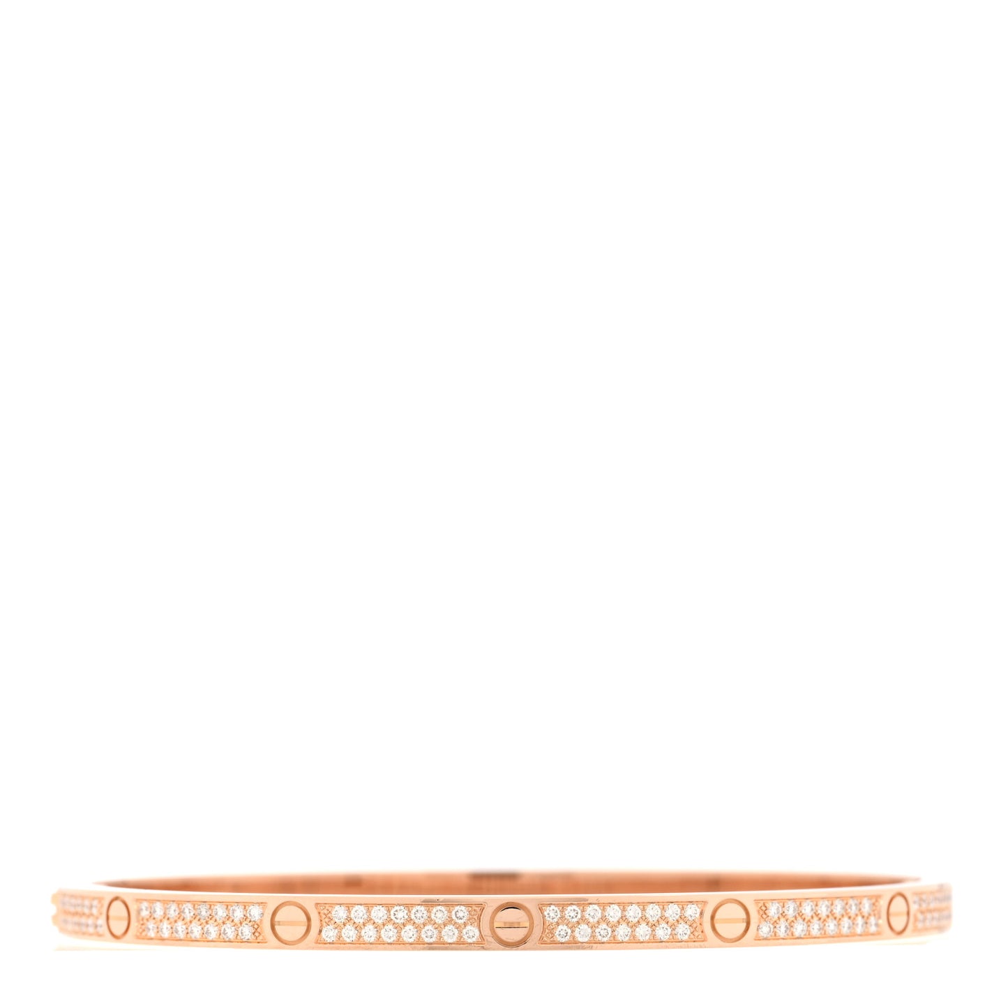 18K Pink Gold Diamond Small LOVE Paved Bracelet 17