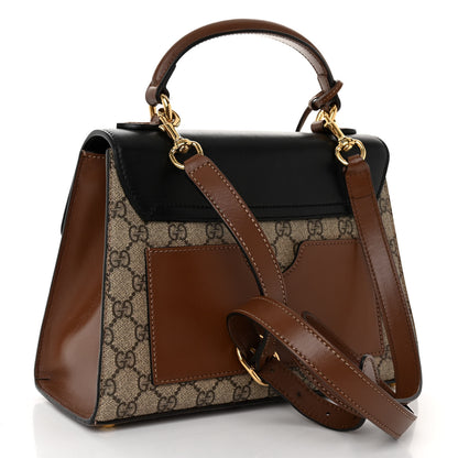 Gucci GG Supreme Monogram Calfskin Small Padlock Top Handle Bag Beige Black Cuir 3 of 11