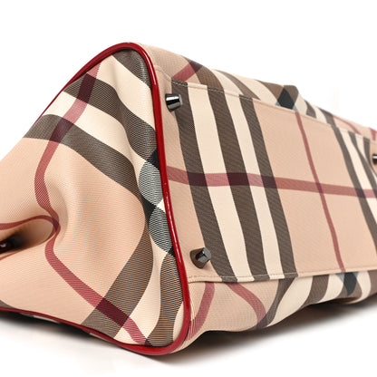 Burberry Patent Nova Check Medium Melbury Tote Red 8 of 9