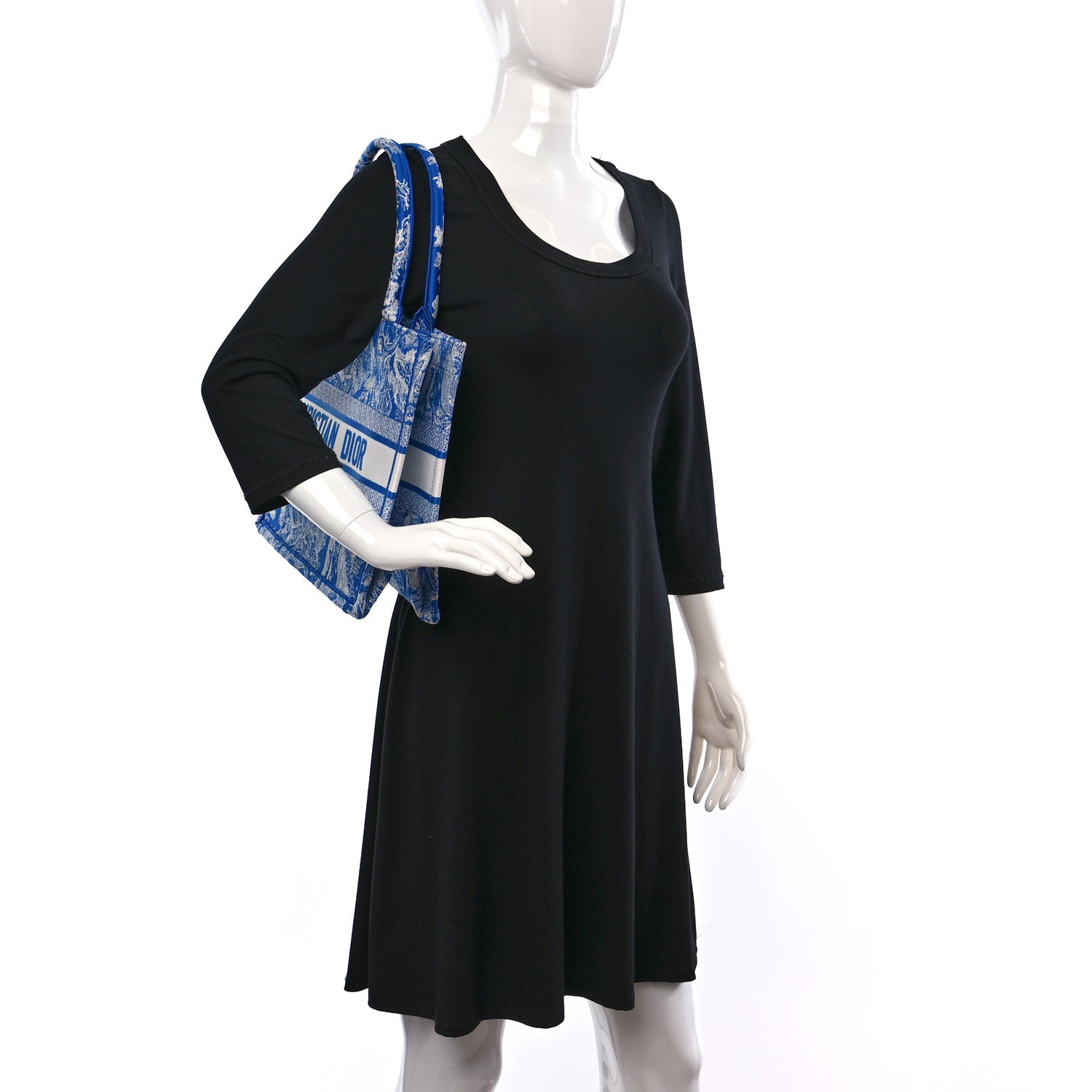 Christian Dior Canvas Embroidered Medium Dioriviera Toile De Jouy Book Tote Fluorescent Blue 2 of 8