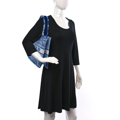 Christian Dior Canvas Embroidered Medium Dioriviera Toile De Jouy Book Tote Fluorescent Blue 2 of 8