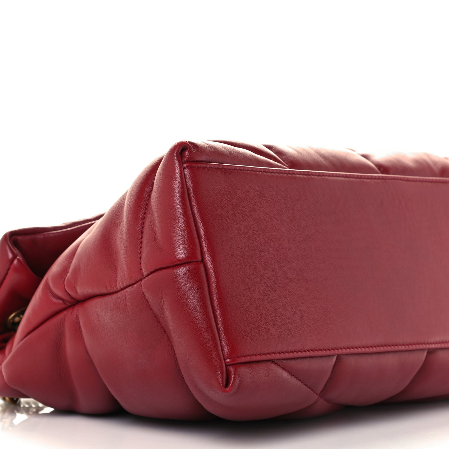 Lambskin Quilted Medium Loulou Puffer Monogram Chain Satchel Opyum Red