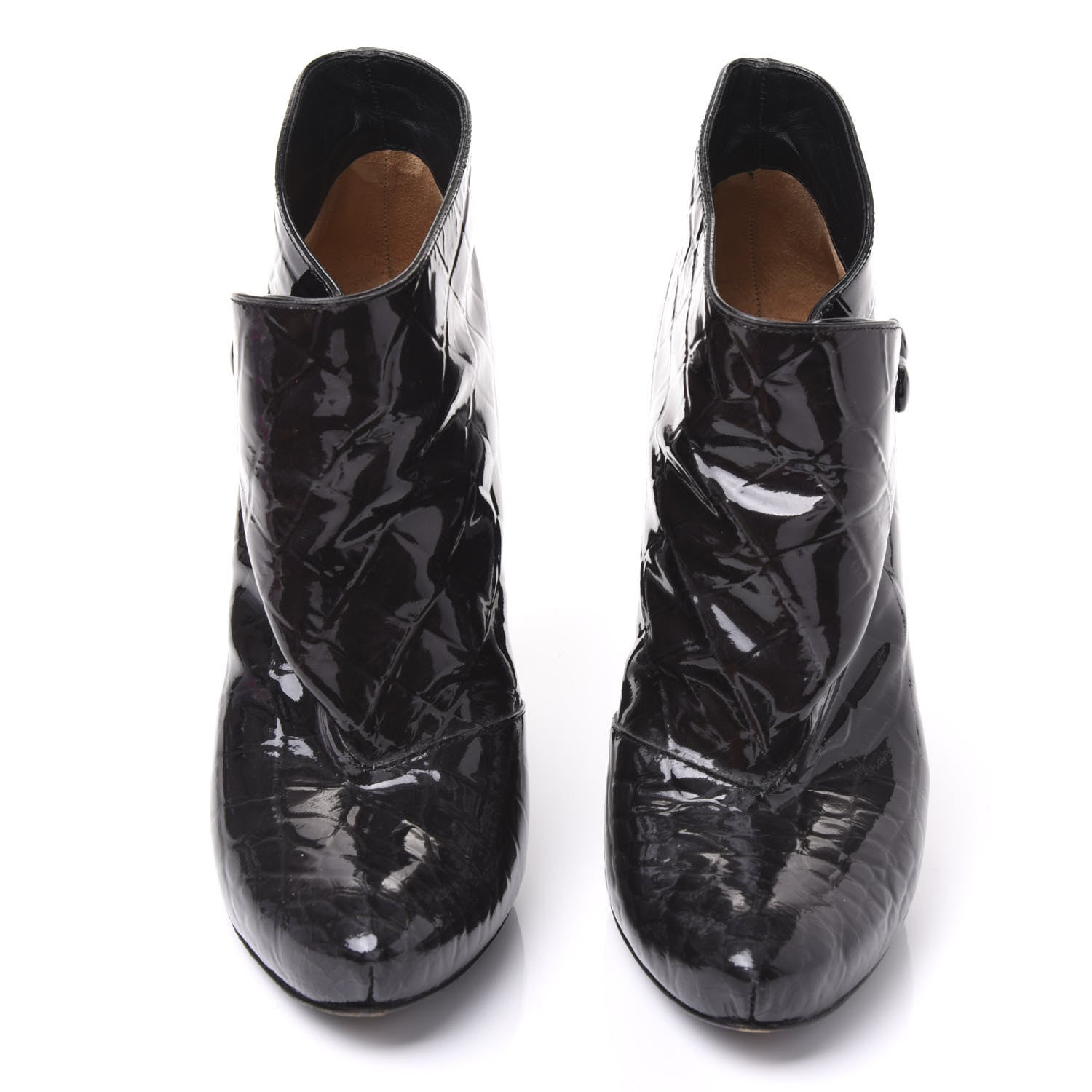Louis Vuitton Crocodile Embossed Patent Calfskin Delft Cornelia Ankle Boots 36.5 Black 3 of 8