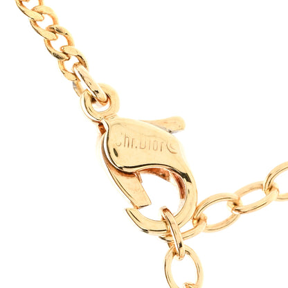 Christian Dior Metal Crystal Enamel CD Necklace Gold Black 5 of 6