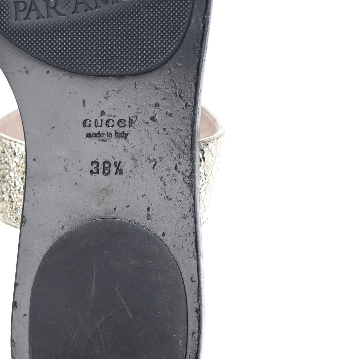 Nappa Silk Galassia GG Marmont Thong Flat Sandals 38.5 Platino
