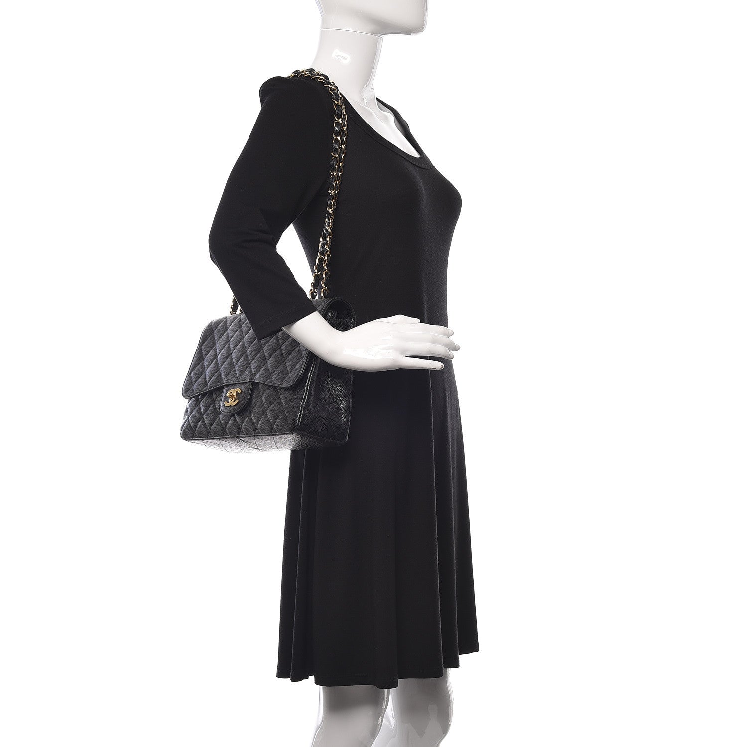 Chanel Caviar Quilted Jumbo Single Flap Black 2 of 12