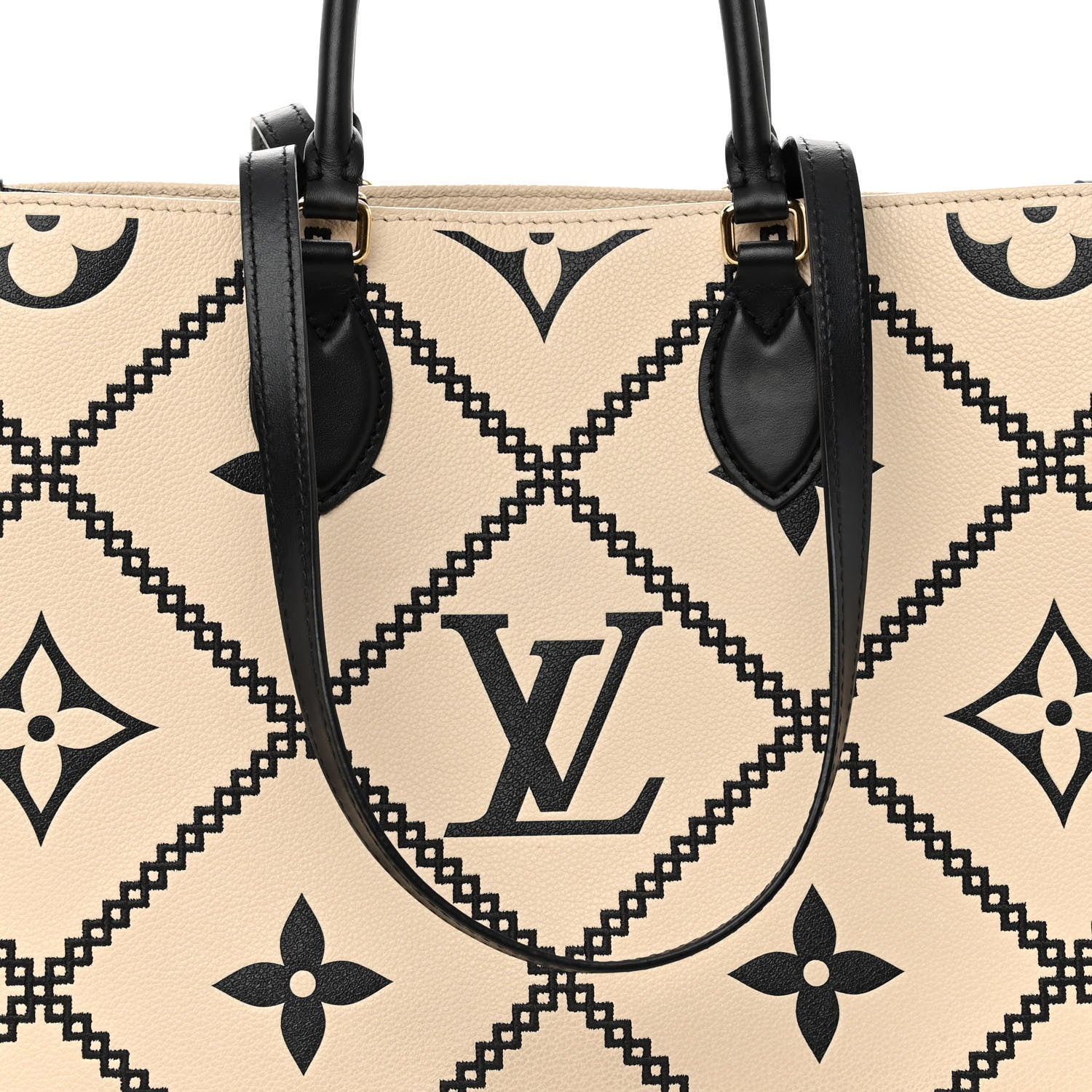 Louis Vuitton Empreinte Monogram Giant Broderies Onthego MM Cream Black 7 of 9