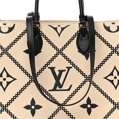 Louis Vuitton Empreinte Monogram Giant Broderies Onthego MM Cream Black 7 of 9