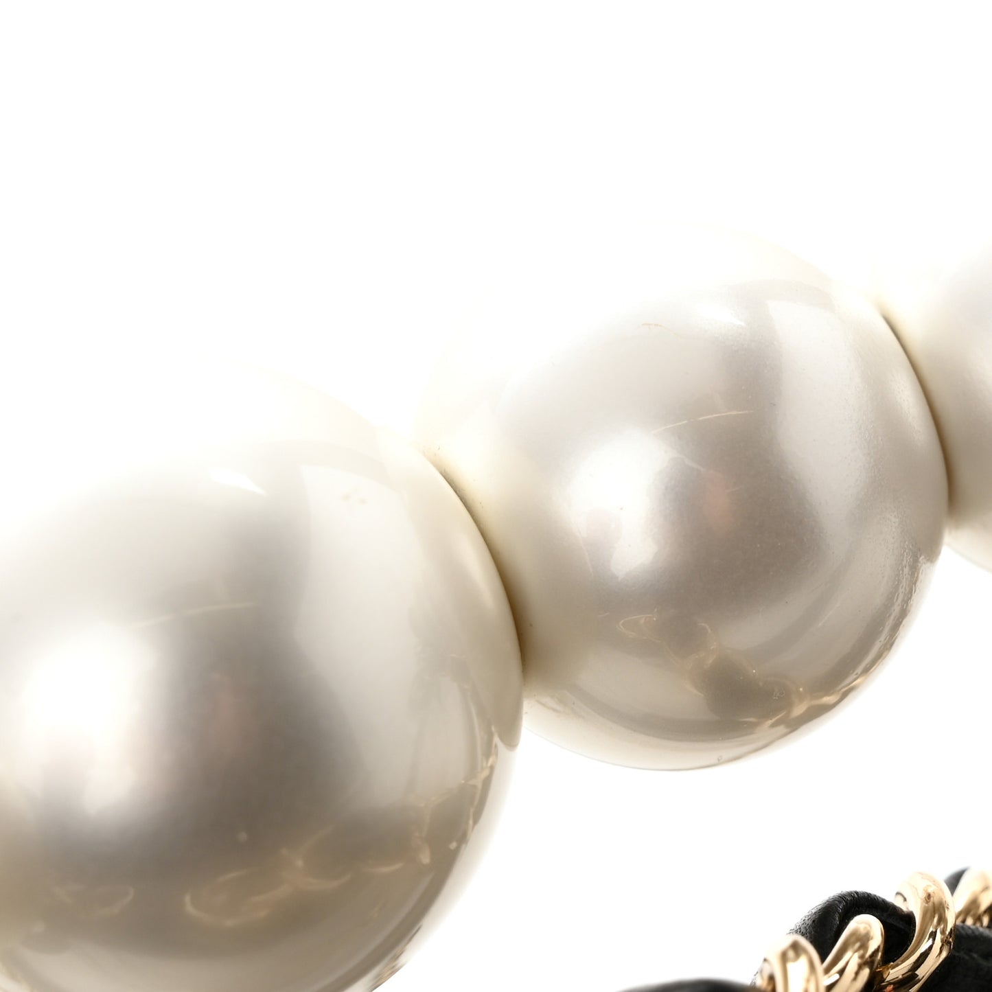 Lambskin PVC Sand By The Sea Flap With Pearl Strap Black