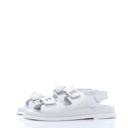 Chanel Grained Calfskin Velcro Dad Sandals 37.5 White 3 of 9