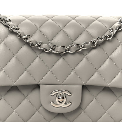 Chanel Lambskin Quilted Medium Double Flap Grey 9 of 12