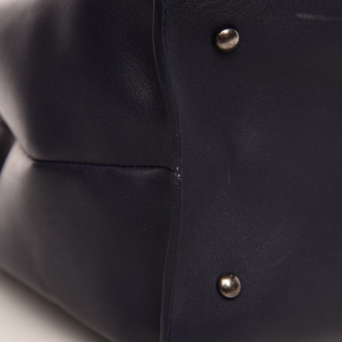 Calfskin Stitched Large Urban Luxury Drawstring Backpack Navy Blue