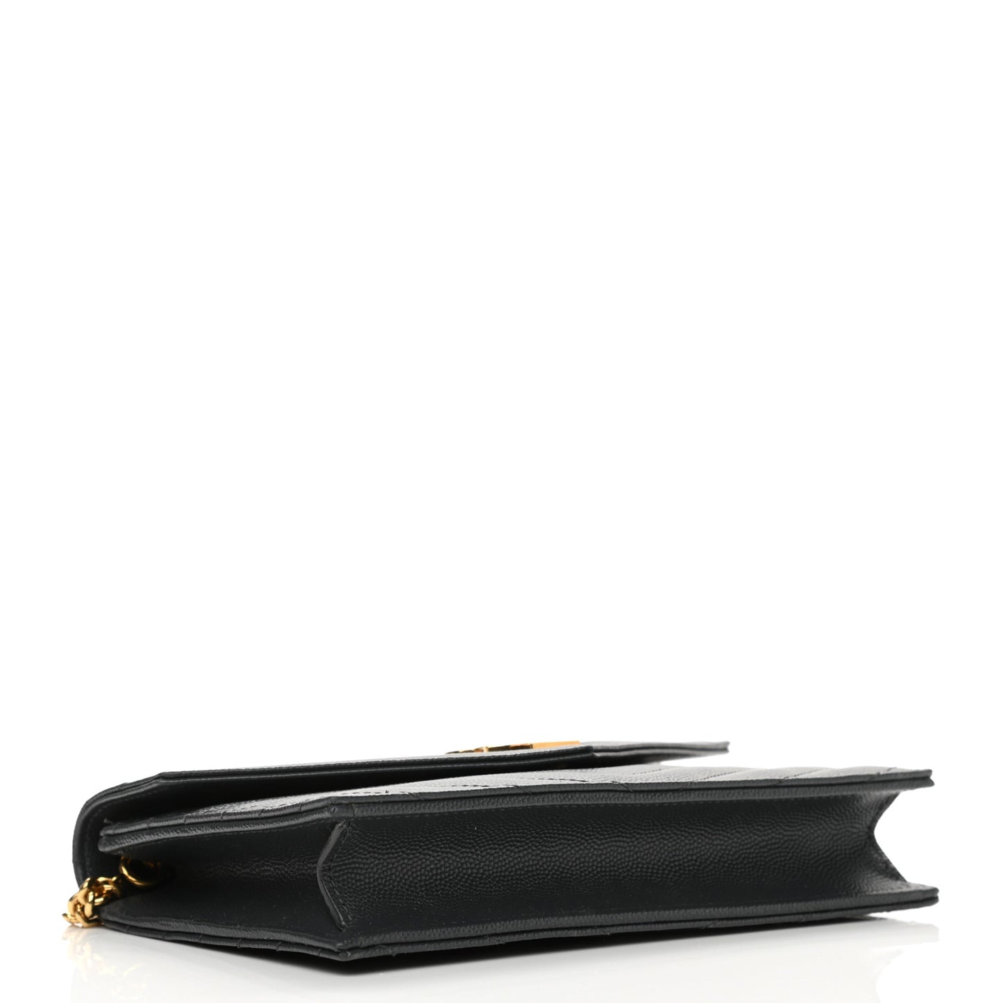 Grain De Poudre Matelasse Chevron Monogram Envelope Chain Wallet Dark Smog