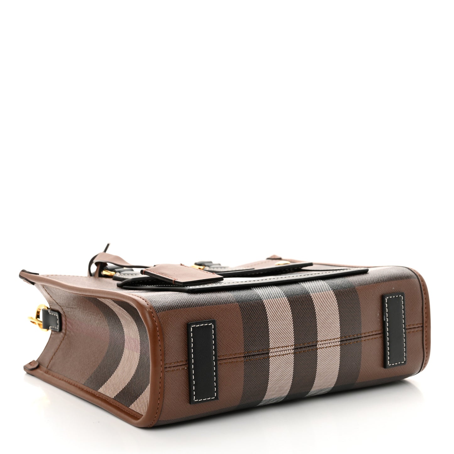 E-Canvas Check Calfskin Mini Freya Tote Dark Birch Brown