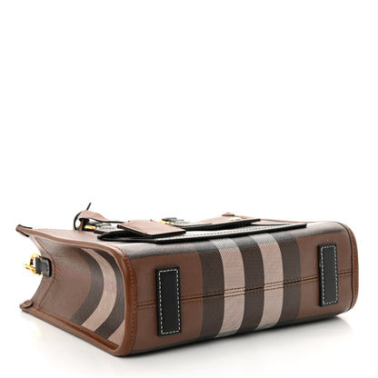 Burberry E-Canvas Check Calfskin Mini Freya Tote Dark Birch Brown 4 of 13