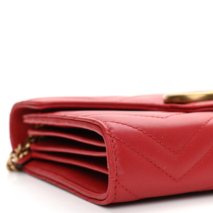 Gucci Calfskin Matelasse GG Marmont Chain Wallet Hibiscus Red 10 of 10