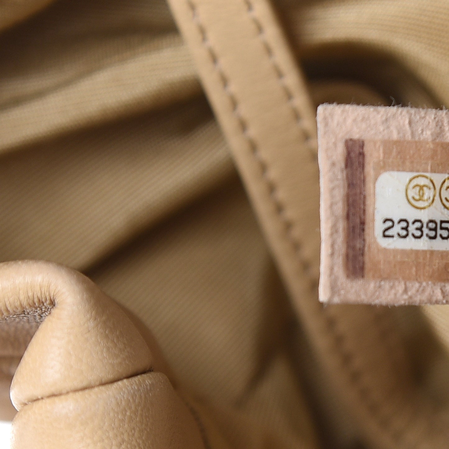 Lambskin Quilted Small CC Chain Bucket Bag Beige