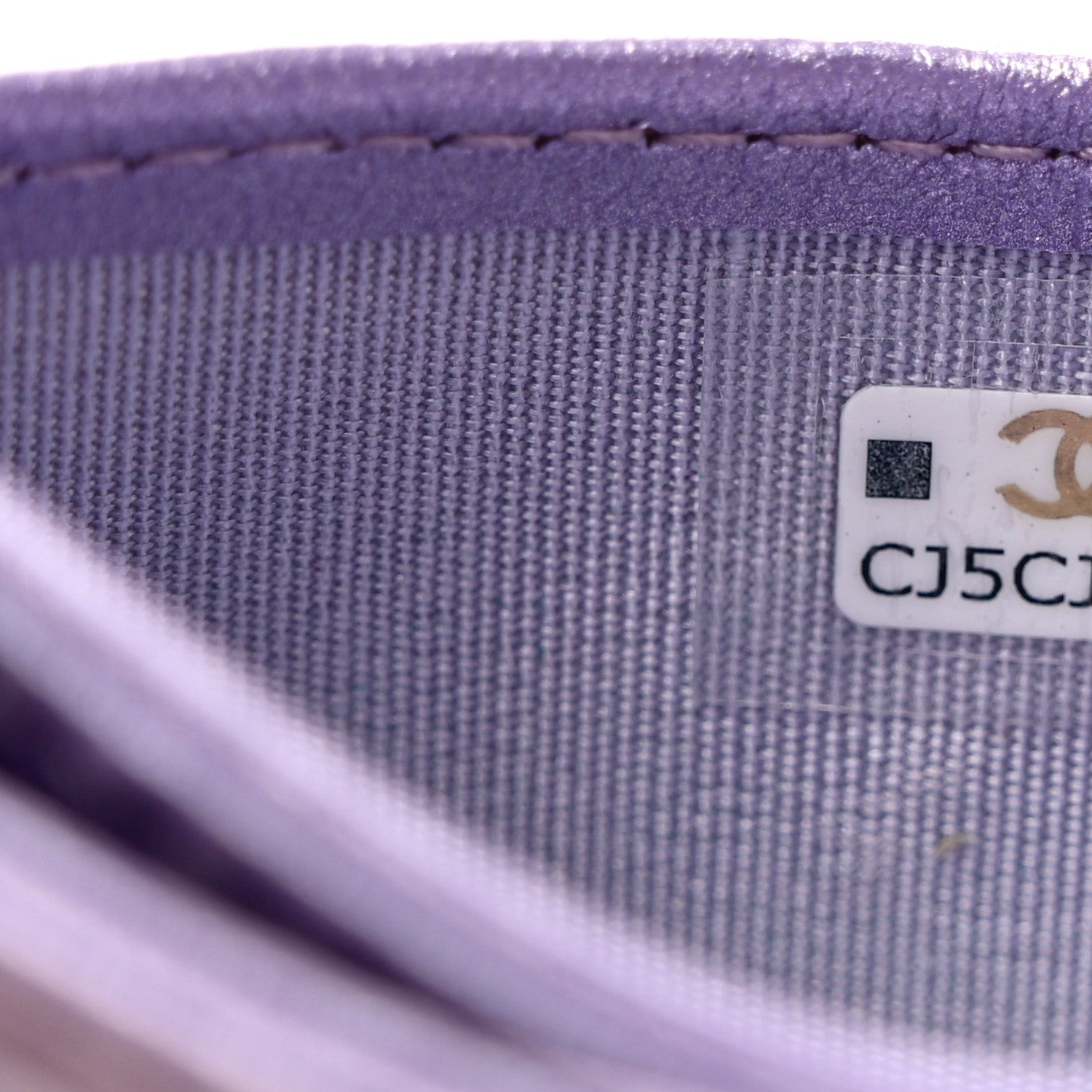 Chanel Metallic Lambskin Quilted Card Holder Light Purple 7 of 8