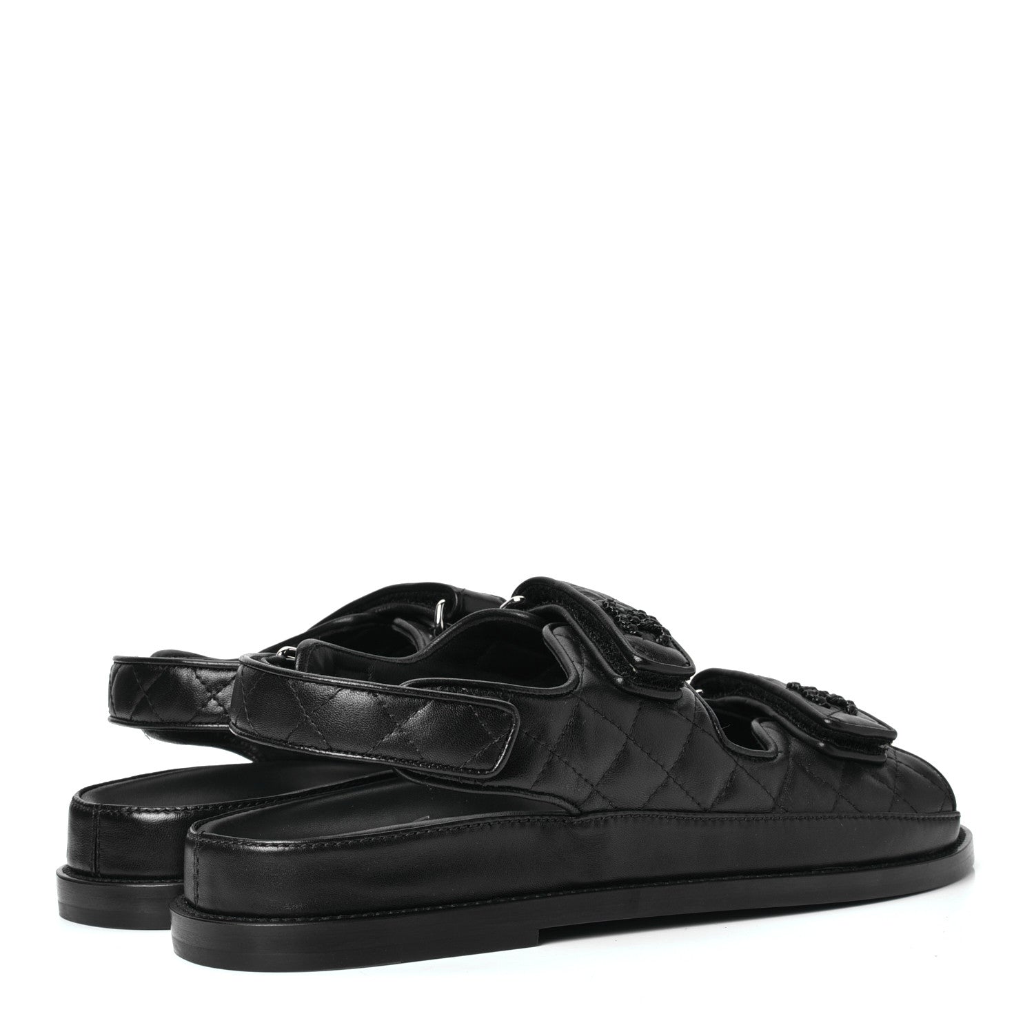 Chanel Lambskin Velcro Dad Sandals 39 Black 3 of 4