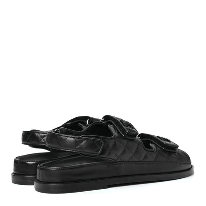 Chanel Lambskin Velcro Dad Sandals 39 Black 3 of 4