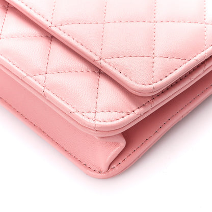 Chanel Lambskin Quilted CC Pearl Crush Wallet on Chain WOC Pink 14 of 15