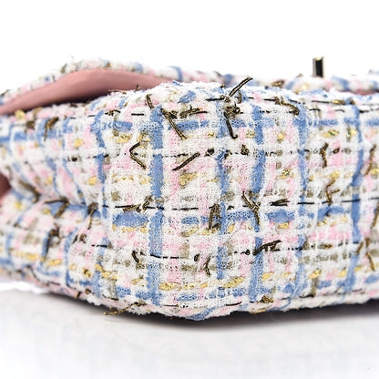Chanel Tweed Quilted Mini Flap Blue Pink Gold 8 of 11