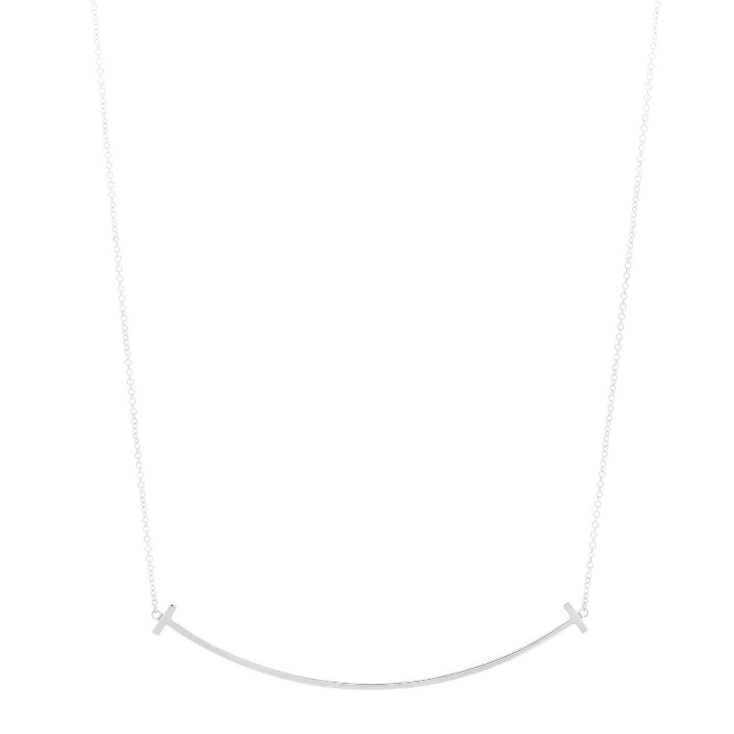 Sterling Silver Large T Smile Pendant Necklace