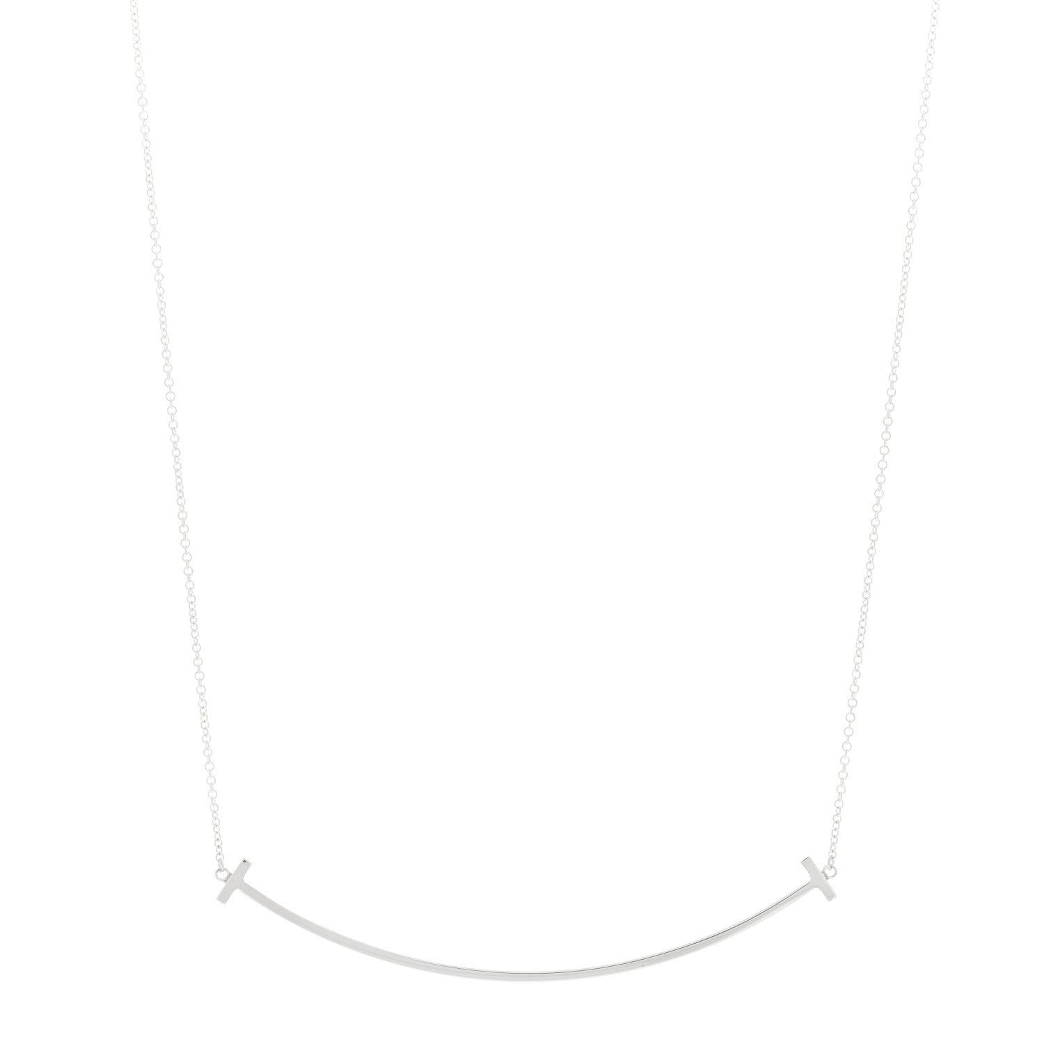 Tiffany Sterling Silver Large T Smile Pendant Necklace 1 of 3