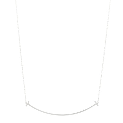 Tiffany Sterling Silver Large T Smile Pendant Necklace 1 of 3