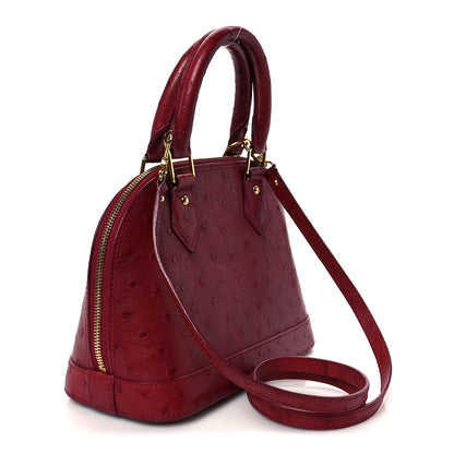 Louis Vuitton Ostrich Alma BB Red 3 of 10