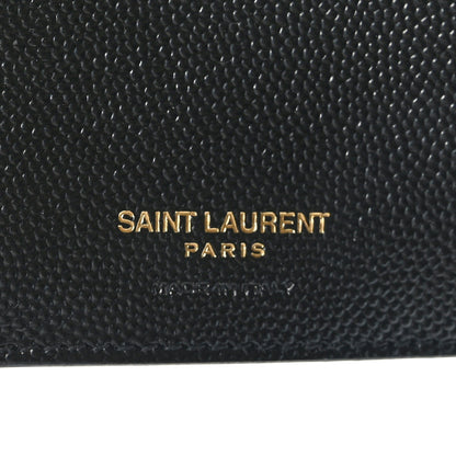 Saint Laurent Grain De Poudre Mixed Matelasse Triquilt Monogram Compact Tri Fold Wallet Black 6 of 6