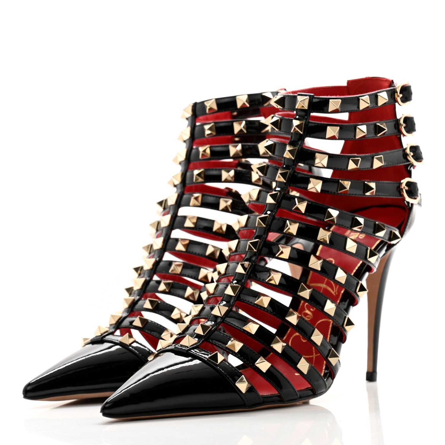 Valentino Garavani Patent Rockstud Alcove Cage 100mm Booties 41 Black 3 of 11