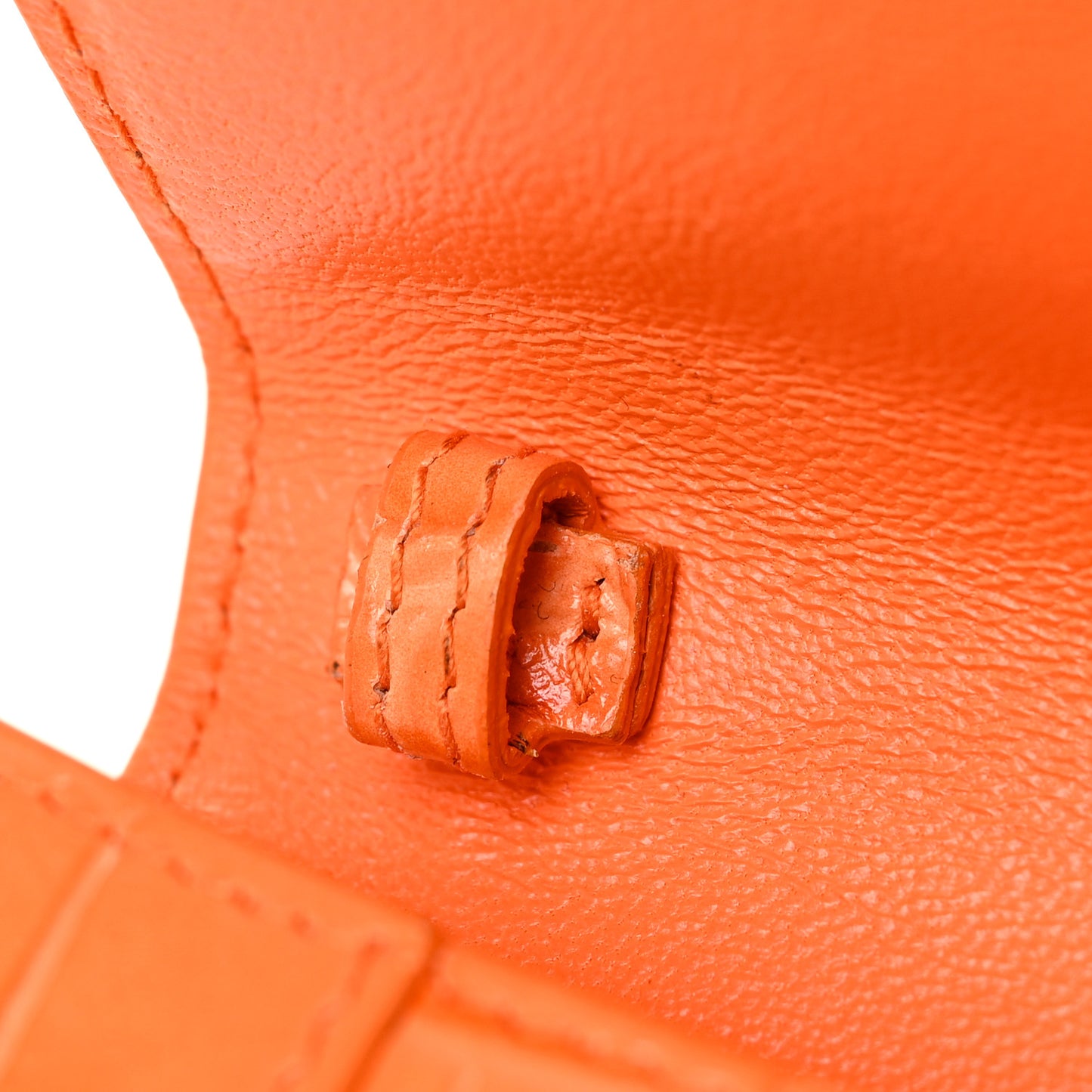 Shiny Calfskin Crocodile Embossed Hourglass Top Handle Bag Mini Orange