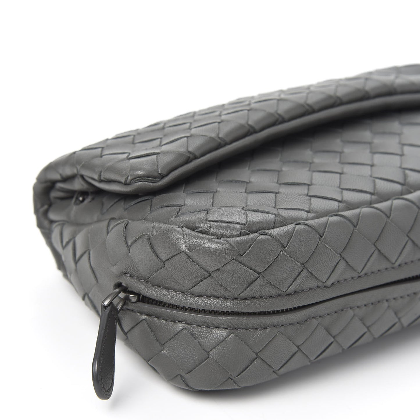 Nappa Intrecciato Mini Chain Messenger Light Grey