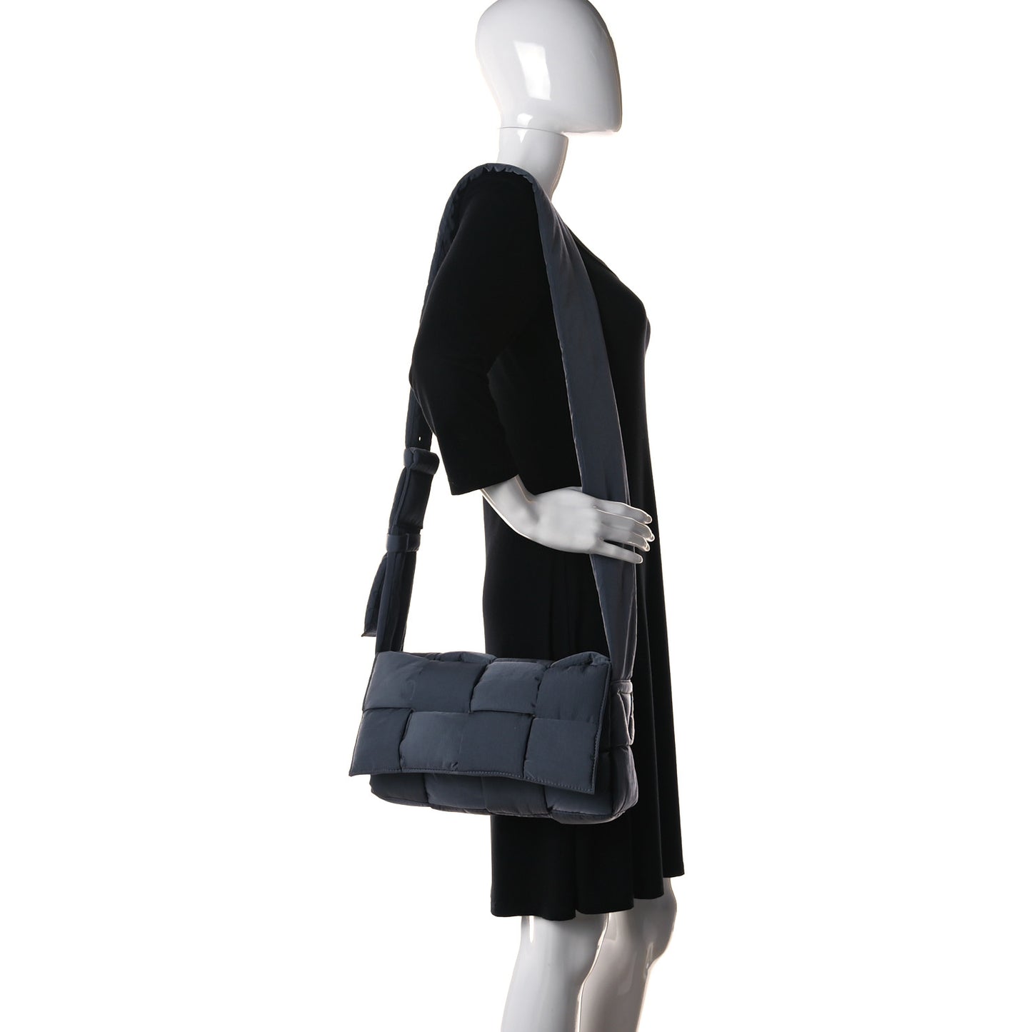 Nylon Intrecciato Padded Tech Cassette Bag Dark Grey