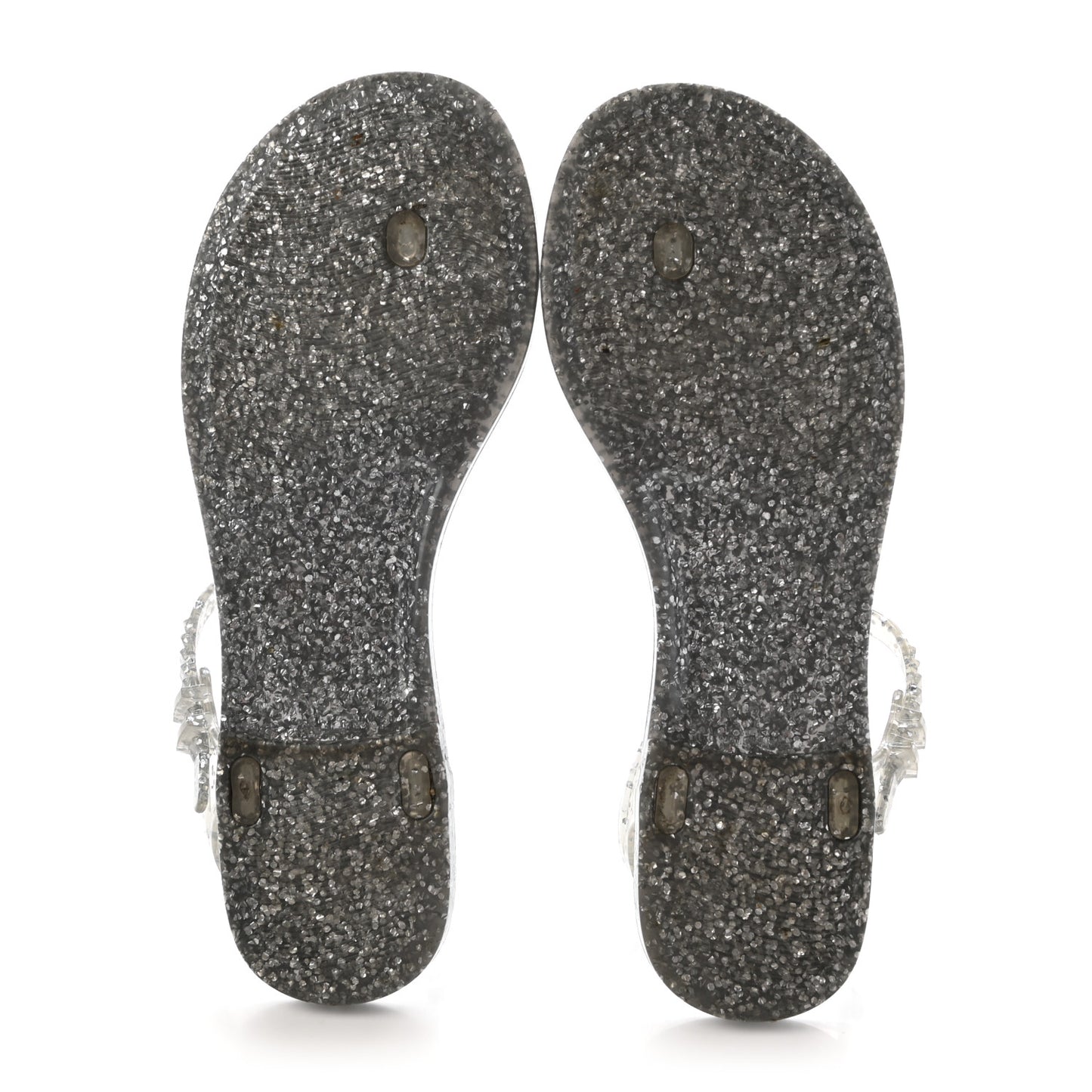 Jelly Camellia Glitter Thong Sandals 37 Grey