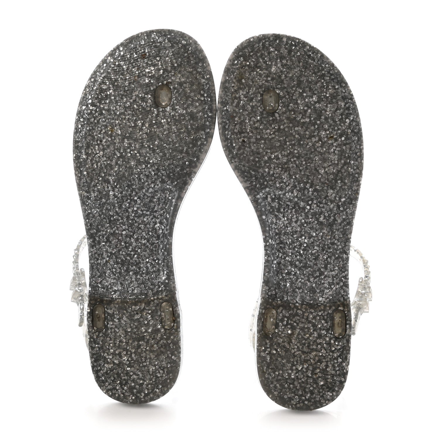 Chanel Jelly Camellia Glitter Thong Sandals 37 Grey 5 of 7