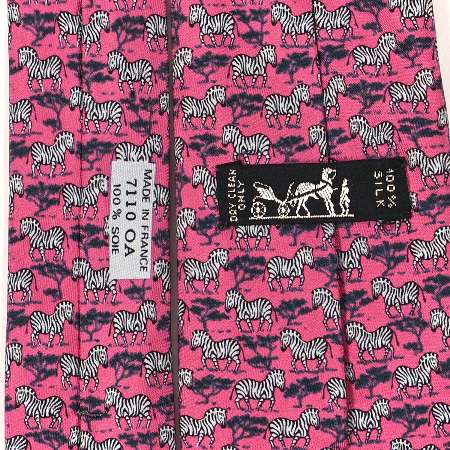 Hermes Silk Printed Mens Zebra Neck Tie 3 of 3